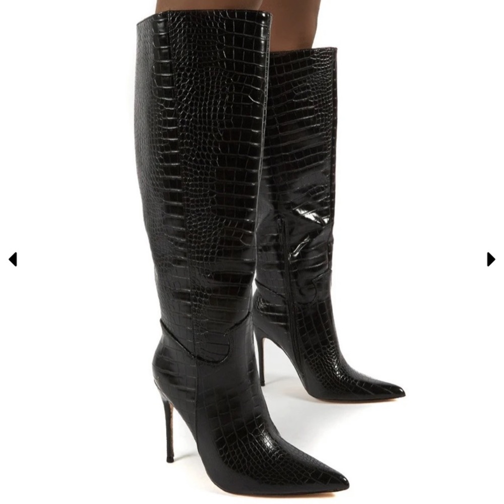 Wide Fit Snake print Stiletto Boots